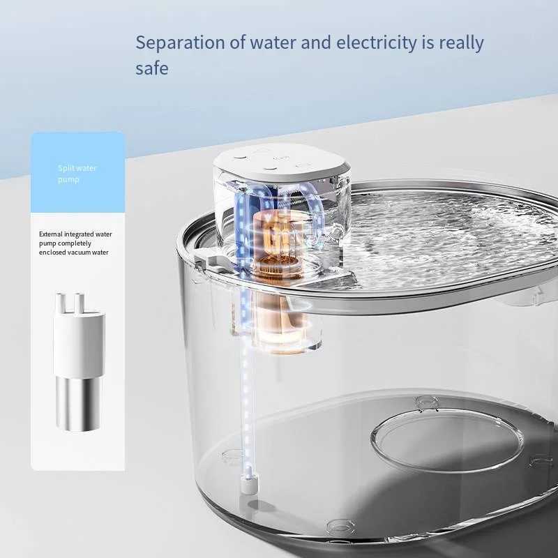 5000mAh Wireless pet water fountain Mute large capacity dry-burning stainless steel bowl deep filtration cat dog water dispense M251204 - view 4