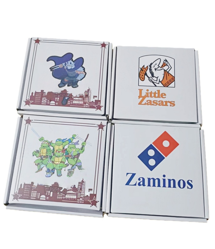 holographic pizza bag matching box 3.5 mylar bag stand up foil pouch die cut shape 1/8oz cali pack smell proof packaging baggies custom print