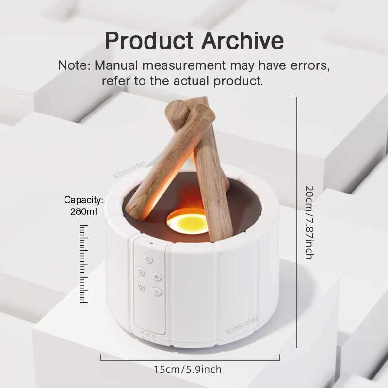KINSCOTER Simated Flame Ara Diffuser Bonfire Air Humidifier trasonic Cool Mist Maker Fogger LED Essential Oil Lamp Difusor C251204