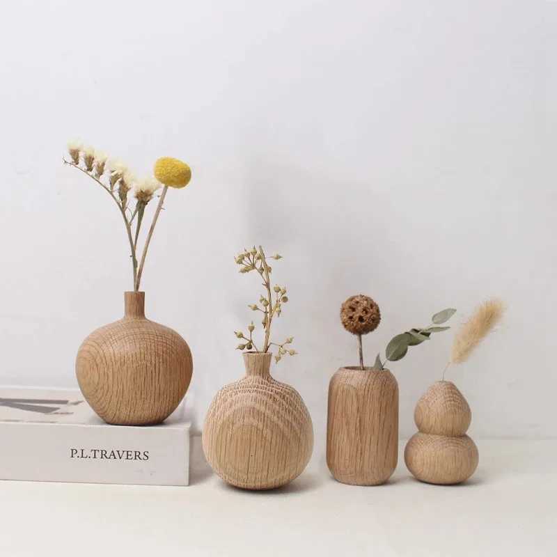 Japanese Wooden Vase for Flower He Decor Decorative Flowers Vase Living Ro Decoration Off Desktop Flowers Bottle Ornament H251204
