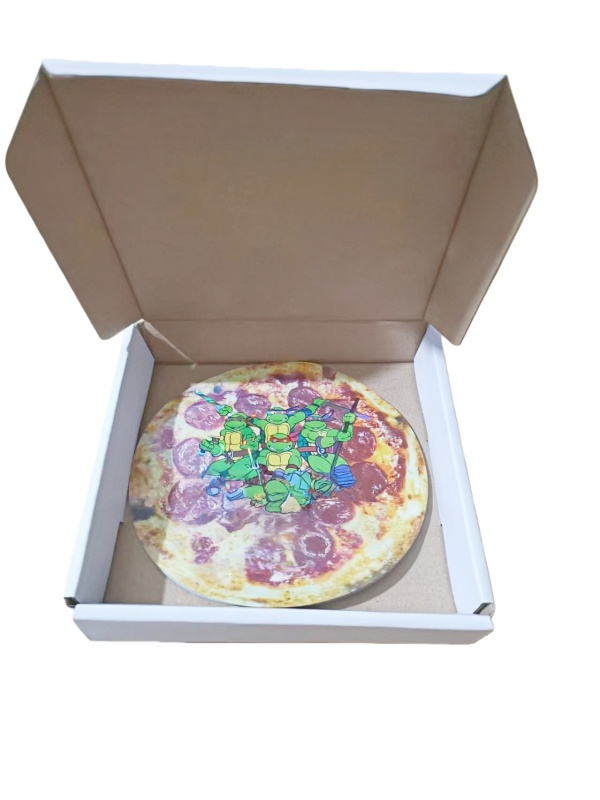 holographic pizza bag matching box 3.5 mylar bag stand up foil pouch die cut shape 1/8oz cali pack smell proof packaging baggies custom print