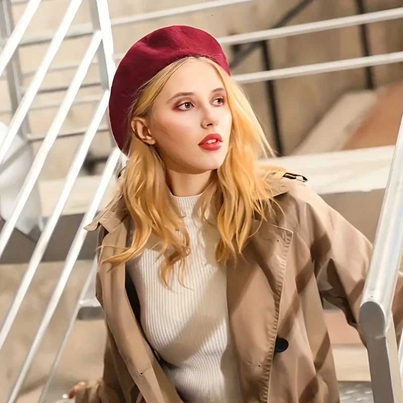 1pc Retro Knitted Beret Autumn And Winter Womens Fashion Painter Hat - Soft Lightweight For Daily Use Travel PhotographyXJ251204 - view 6