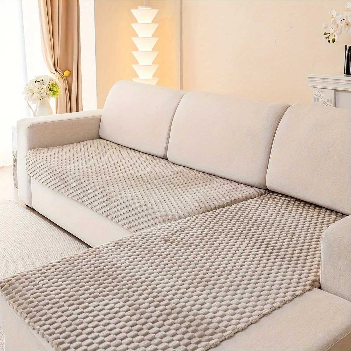 2pcs/Set Honeycomb Jacquard Plush Sofa Covers for Living Room Corner Sofa Couch Seat Cover Sofa Towel M251204 - view 6