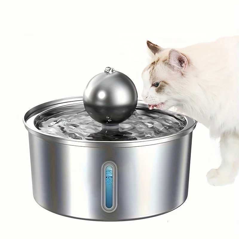 Water Level Window Pet Water Fountain 32L Stainless Steel with Ball Cat Fountain Cat Water Dispenser Cat Product M251204