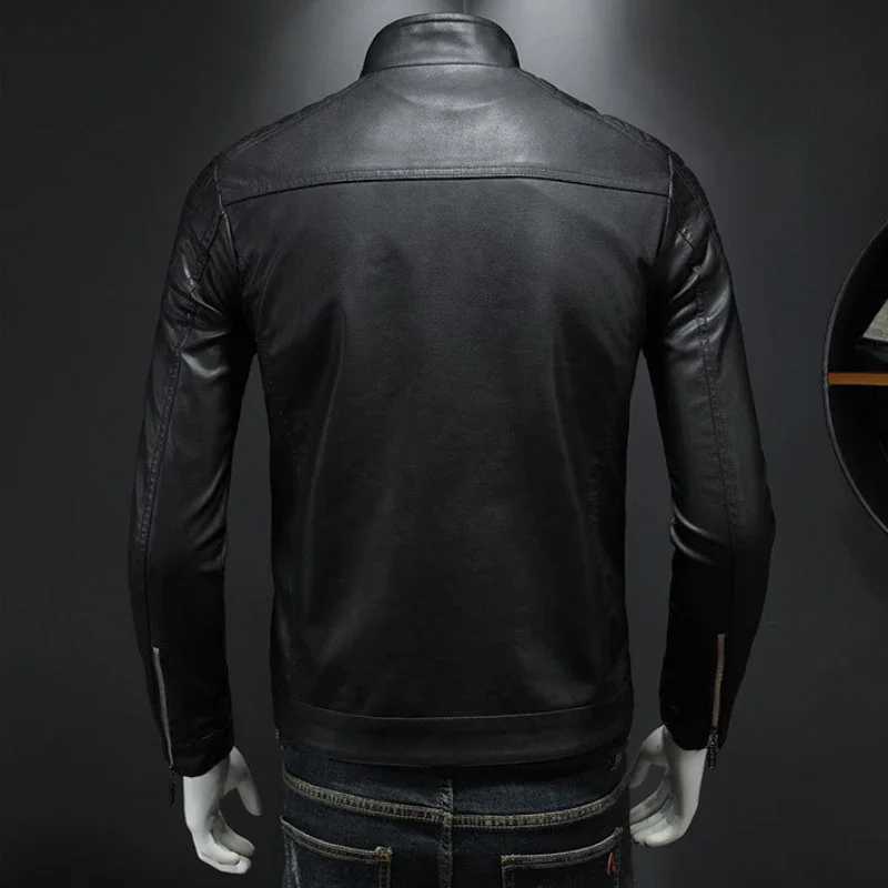 Mens motorcycle leather jacket autumn/winter 2025 new casual versatile slim fit American outdoor fashion trend leather jacketT251204
