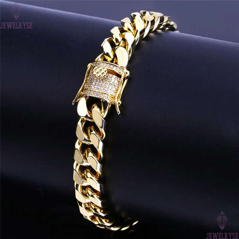 punk charm mens bracelet designer diamond cuban link chain luxury 18k gold bracelets man 10mm copper silver leopard skull chains bangle hip hop jewelr