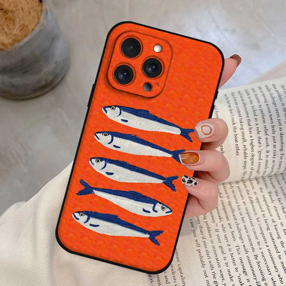 Sardines Fish Art Phone Case For Iphone 16 15 11 13 14 Pro Max 7 8 Plus X Xr Xs Max 12mini Black Shell Cover Case H251203