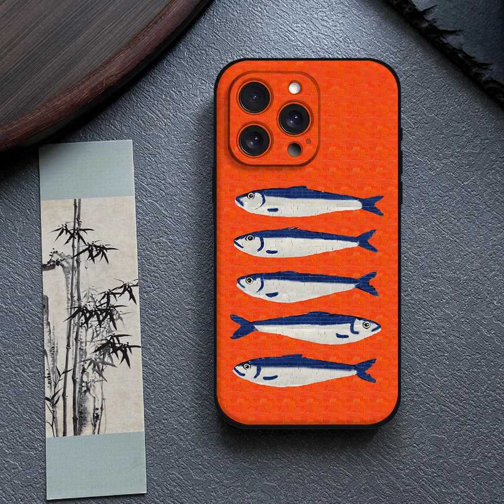 Sardines Fish Art Phone Case For Iphone 16 15 11 13 14 Pro Max 7 8 Plus X Xr Xs Max 12mini Black Shell Cover Case H251203