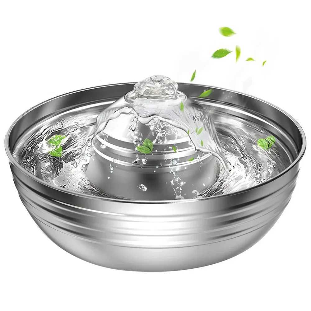2L Stainless Steel Cat Water Fountain for Multiple Pets Quiet Low Noise Dog Water Dispenser for Cats Dogs Feeder M251204