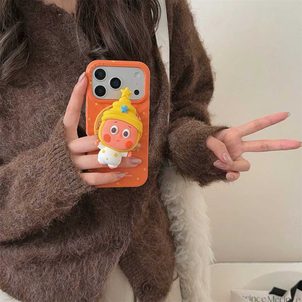 Cute Cartoon Star With Magnetic Stand Phone Case For iPhone 17 Pro Max 16 Pro 14 15 Cases Protective Cover Holder Fundas H251203
