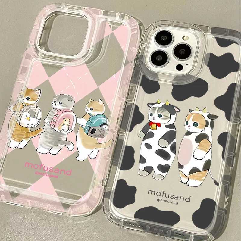 Cute Cartoon Mofusand Cat Clear Case For iPhone 14 16 15 13 12 11 Pro Max 7 8 Plus XR X XS Max SE 2020 Shockproof Silicone Cover H251203