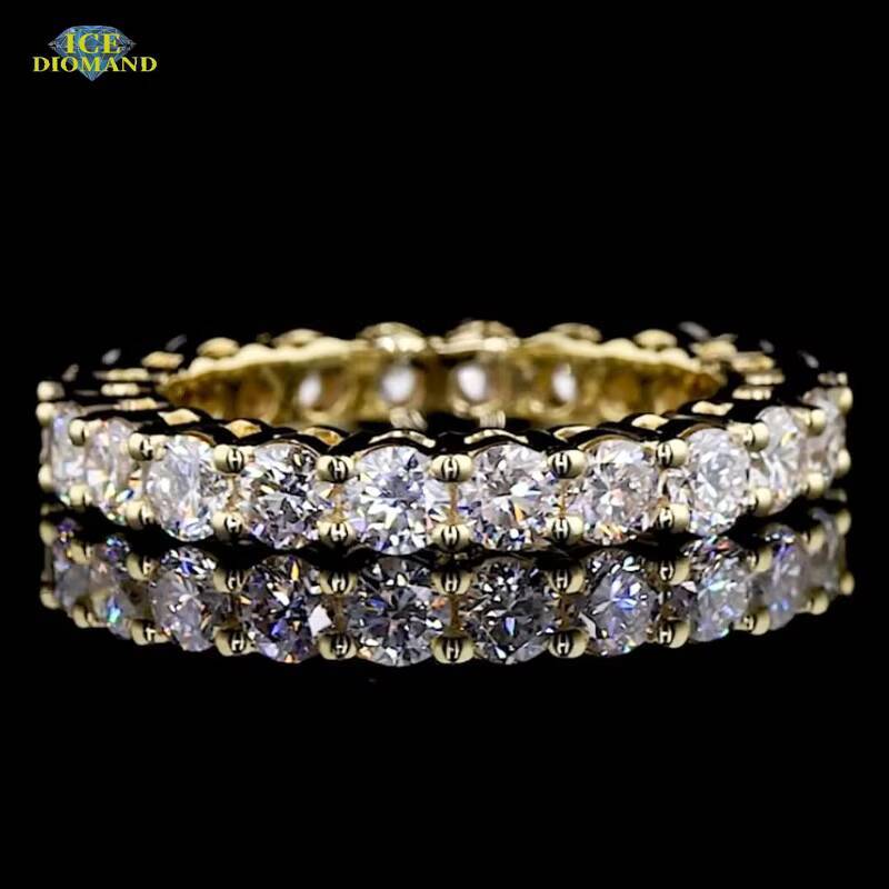 Wholesale S925 Sterling Silver VVS1 Moissanite Diamond Engagement and Wedding Ring Full Eternity Band Ring