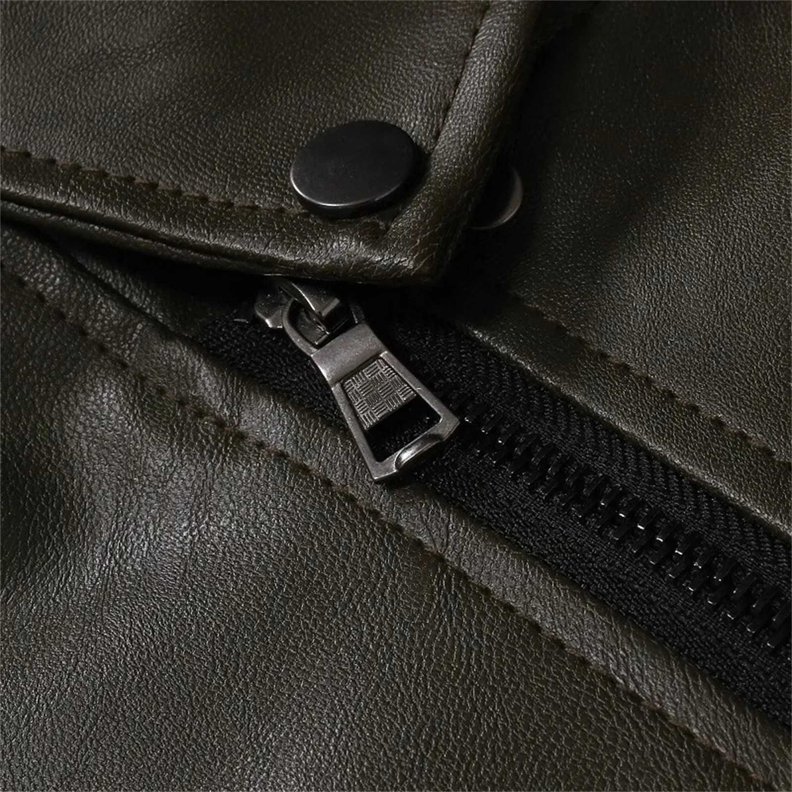 Male And Winter Solid Color Leather Jacket Warm Coat Jacket Stand Long Sleeve Pocket Fashion Coat Mens clothing chaquetaT251204