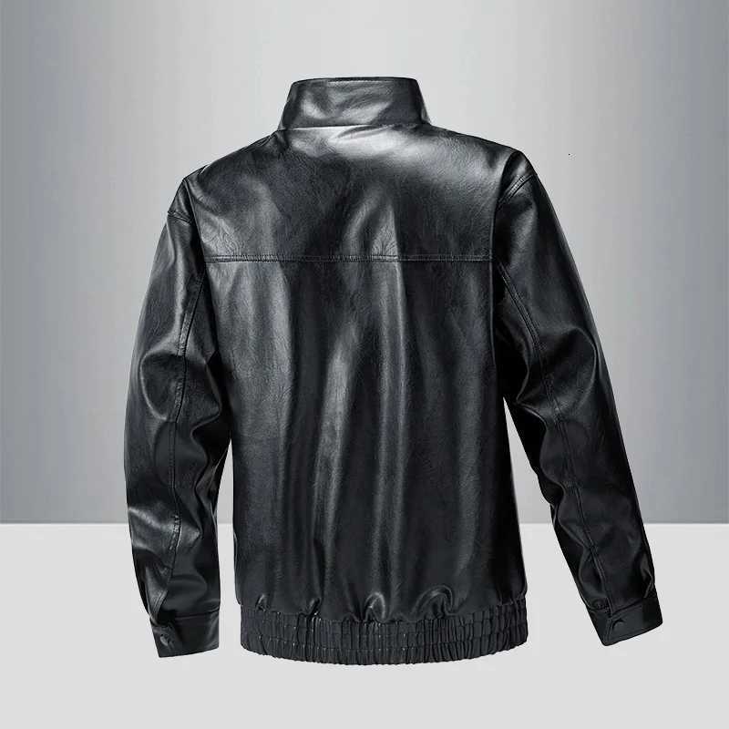 Mens PU Leather Jackets New Male Fashion Trend Stand Collar Black Motorcycle Jacket Men Leather CoatsT251204