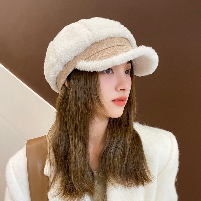 Womens Autumn and Winter Mink Hair Windproof Warm Retro Octagonal Beret 241009