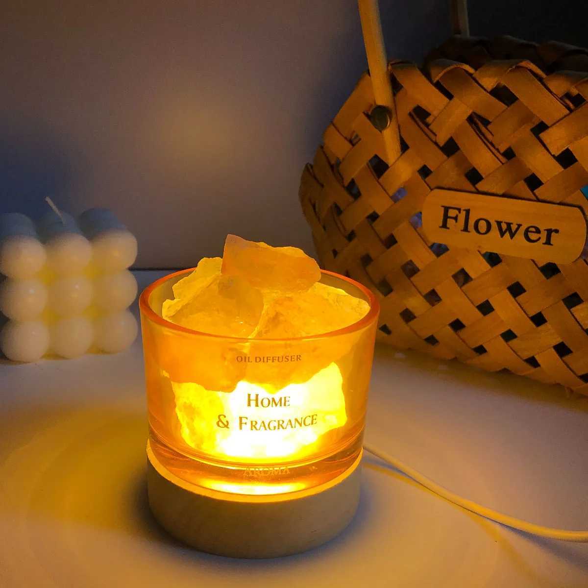 1pc stone Diffuser Home Fragrance Natural Crystal stone No Oil Wooden Luminous Gift for Mom Lady Home Decoration Bedroom Living Y251204