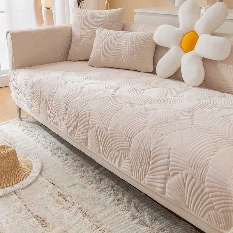 Thicken Sofa Mat Cover Nordic Leaves Jacquard Lounge Corner L Shape Sofa Towel Non-Slip Home Couch Covers Protector Living Room M251204 - view 6