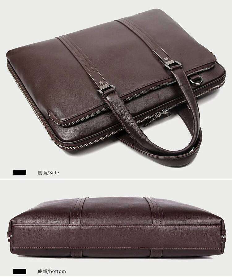 Luxury Bag Designer Genuine Briefcase Men Leather Business Laptop Male Office Document File Case Shoulder Bag