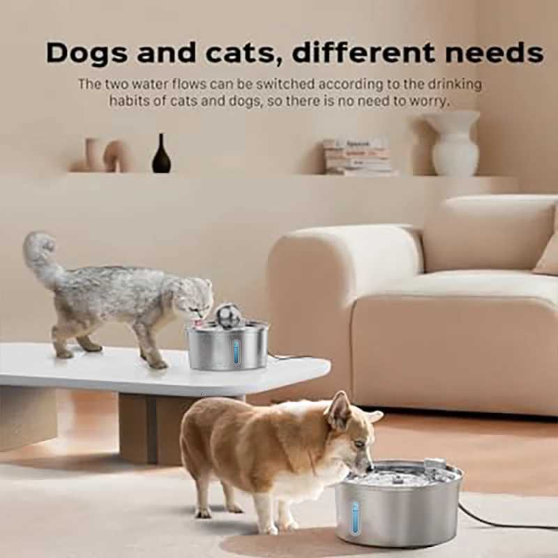 Water Level Window Pet Water Fountain 32L Stainless Steel with Ball Cat Fountain Cat Water Dispenser Cat Product M251204