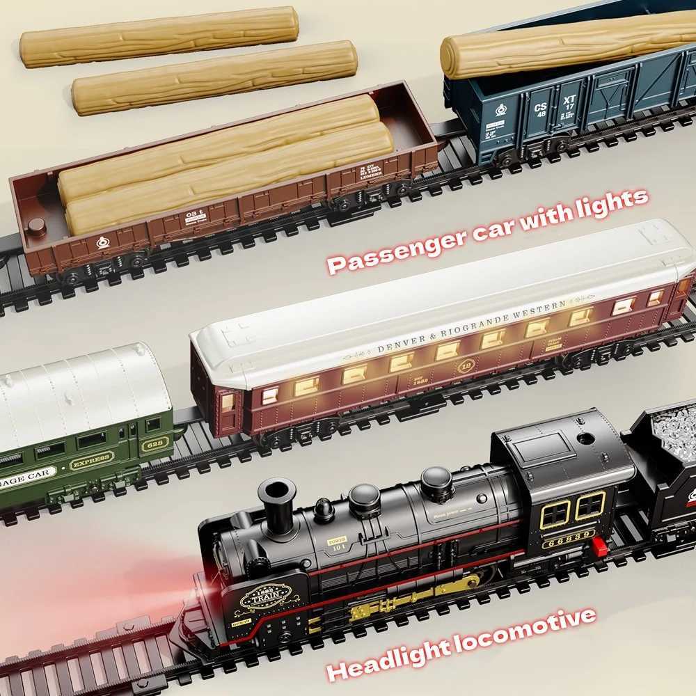 Electric Train Toy with Lights and Sound Train Set for Under Christmas Tree Locomotive Train Model with Track Birthday Gifts Y251204