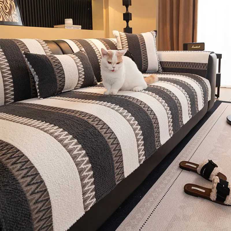 1PC-Solid color sofa cushion high-end plush sofa cushion integrated anti slip sofa cushion M251204 - view 5
