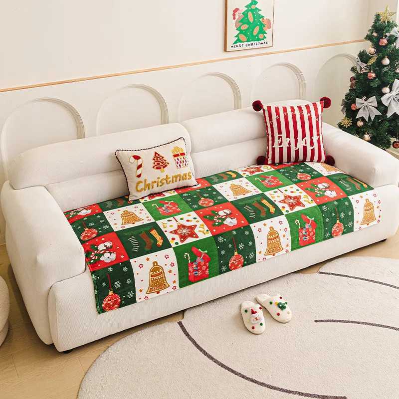 Winter Christmas Flannel Sofa Cover Anti-Slip All-Inclusive Universal Sofa Cover In One Straight Row Sofa Cushion Decor Home M251204 - view 7