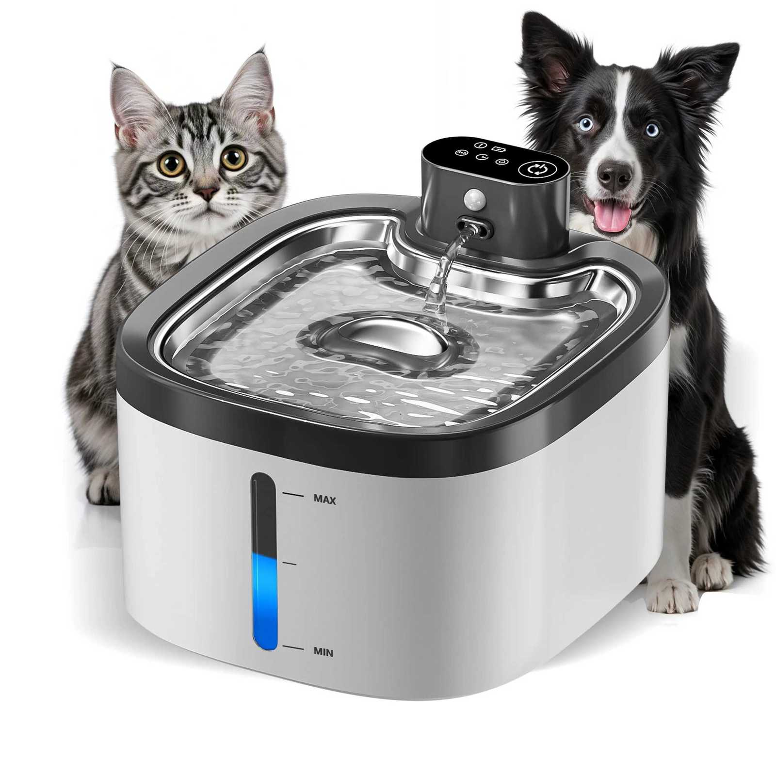 Wireless Cat Water Fountain 35L 304 Stainless Steel Smart Sensor Pet Water Dispenser 4000mAh Battery Silent Auto cats Dispenser M251204