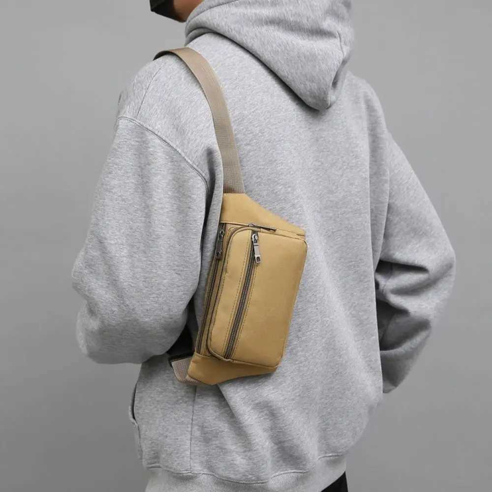 Canvas Waist Bag Multi-compartment Sports Chest Bag Small Cloth Bag Mobile Phone Bag Fitness Bag Multi-functional WalletT251204