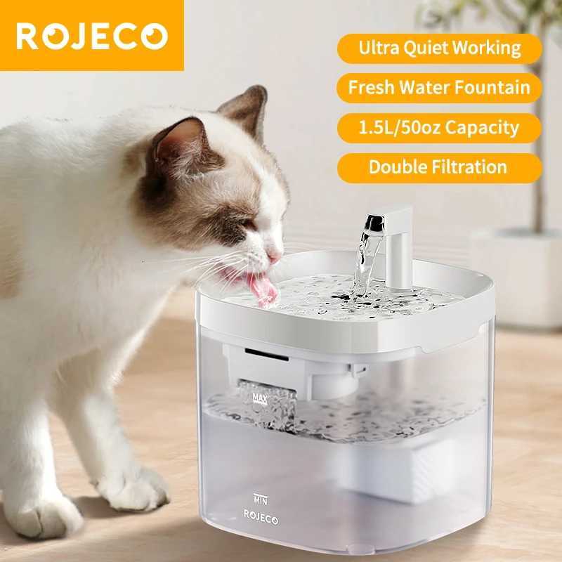 ROJECO Smart Cat Water Fountain Automatic Pet Water Dispenser For Cats Dog Drinking Purifier Fountain with Recirculate Filters M251204
