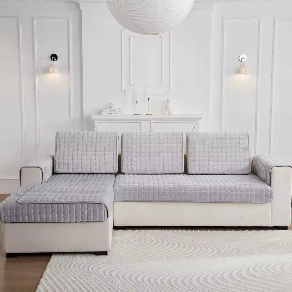 Flannel plaid sofa cover universal non-slip thickened living room decorative sofa backrest cover plush dustproof seat cushion M251204 - view 5
