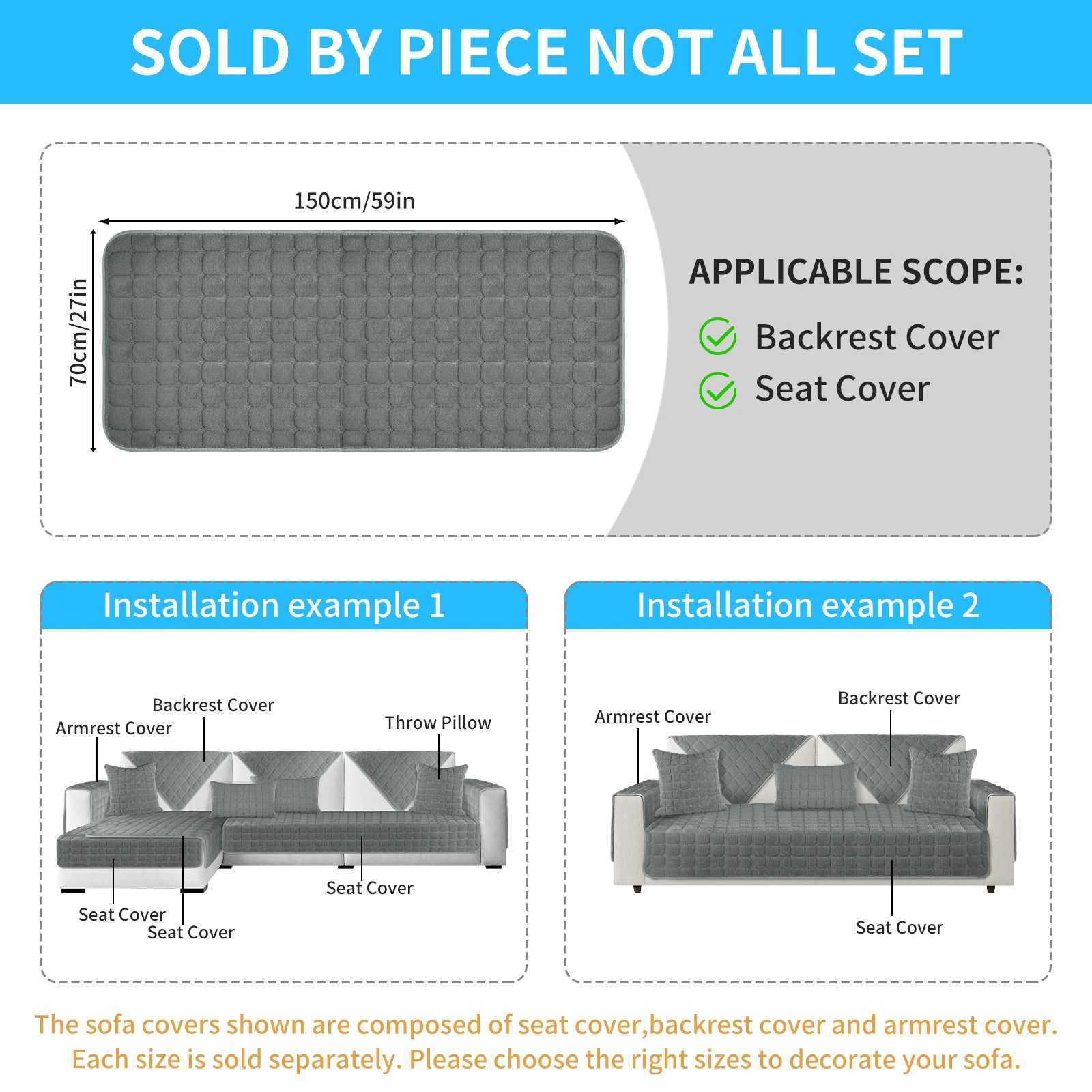 Velvet Plush Plaid Quilted Sofa Cover Super Soft Non Slip Sectional Couch Cover Fluffy Fuzzy Slipcover Furniture Protector M251204 - view 6
