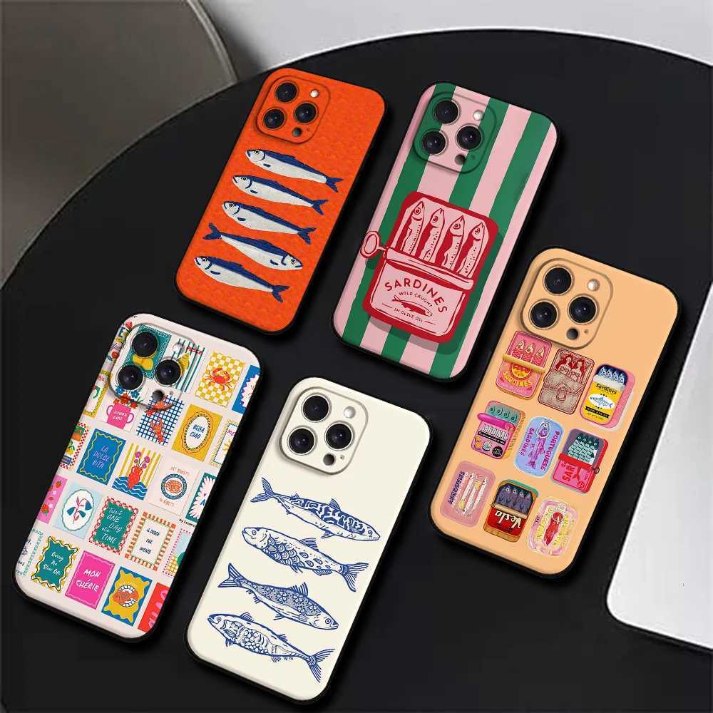 Sardines Fish Art Phone Case For Iphone 16 15 11 13 14 Pro Max 7 8 Plus X Xr Xs Max 12mini Black Shell Cover Case H251203