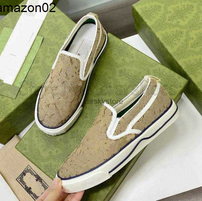 Slip On Tennis 1977 Print Sneakers Mens Slipon Canvas Shoes Classic Jacquard Denim Vintage Runner Trainers Womens Designer Italy gucciis guccily gg guccishoes ZJOI