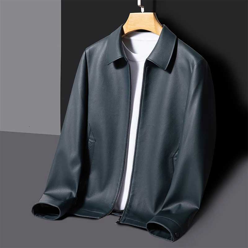 Autumn Natural Leather Jacket Mens Business Jacket Fashionable Slim Fit Top Black Brown Lapel Trendy Youth StyleT251204