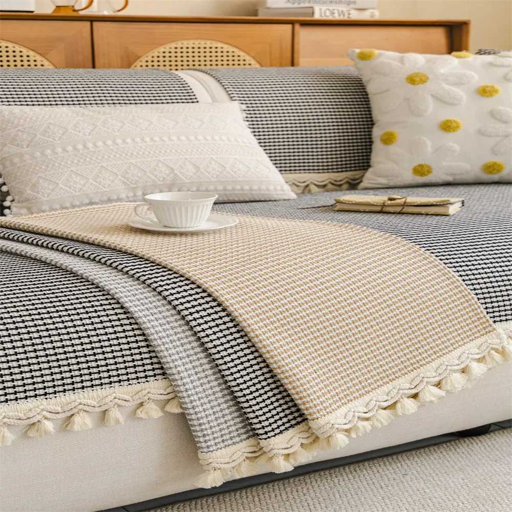 Sofa Cushion Four Seasons Universal Solid Color Anti-Slip Cushion Floor Mat Cloth Cover Leather Sofa Cover M251204 - view 7