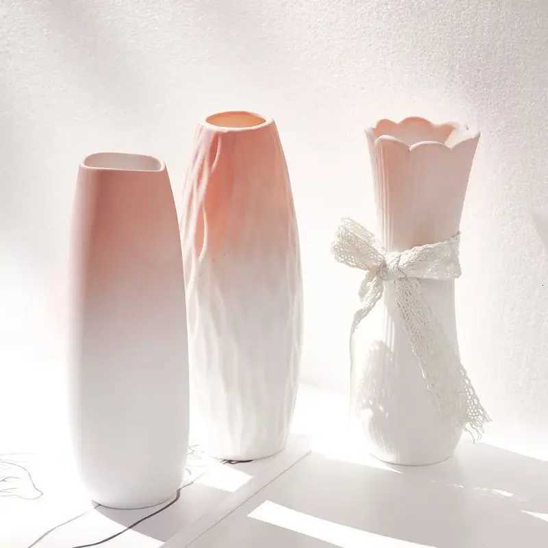 Nordic Plastic Vase Simple Fresh Flower Pot Storage Bottle for Flowers Living Ro Modern He Decorations Ornaments H251204