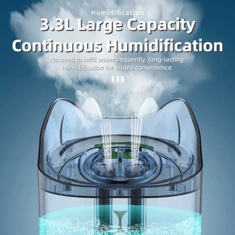 TINSOL 33L Dual-Spray Air Humidifier He Aratherapy Diffuser USB-Charging Air Purifier Nebizer with Ambient Lighting C251204