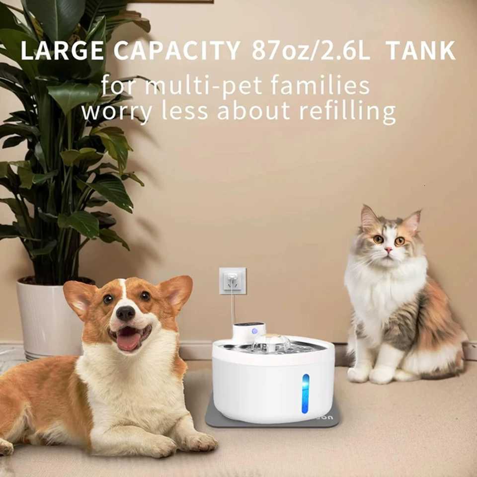 Automatic Pet Water Fountain 4000mAh Wireless Cat Water Dispenser 26L Infrared Sensor Smart Dog Drinkier Filter Fountain M251204
