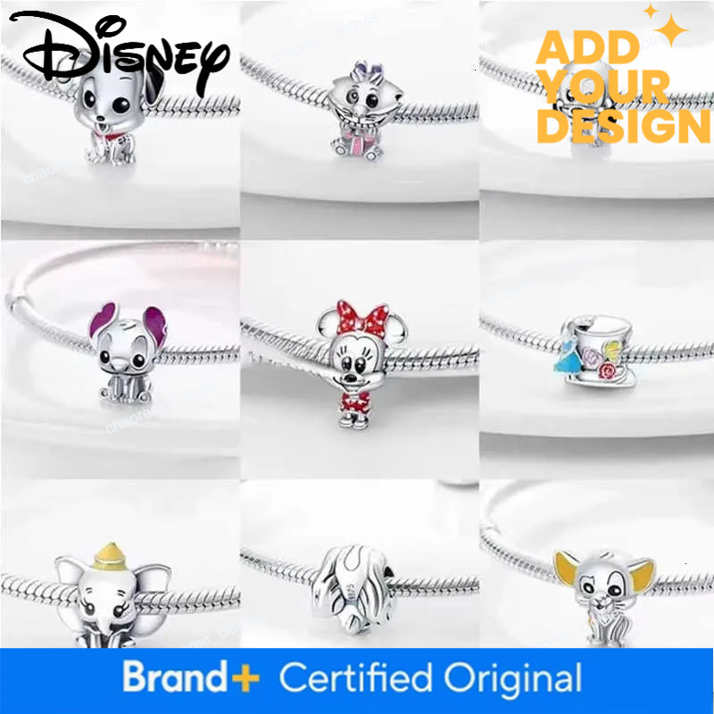 Disney 925 Silver custom Plated Pendant Beads Suitable for Original DIY Accessories Bracelet Womens Fashion Gift Jewelry Charms