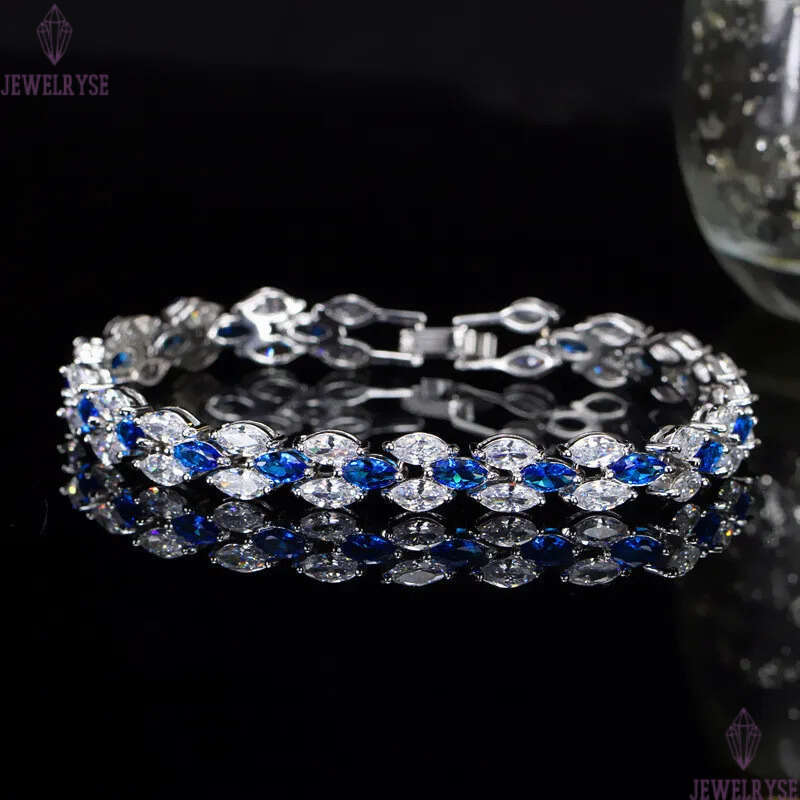 colorful diamond tennis designer bracelet woman copper round white yellow blue AAA zirconia crystal silver luxury lady bracelets womens fashion jewelr