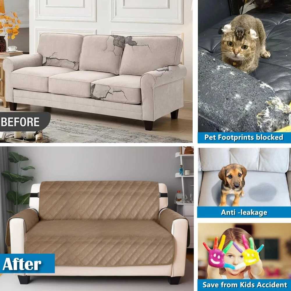 100 Waterproof Couch Covers Sofa Cover Non-Slip Sofa Slipcover with Elastic Straps Sofa Protector Furniture Cover for Pets Dogs M251204 - view 4
