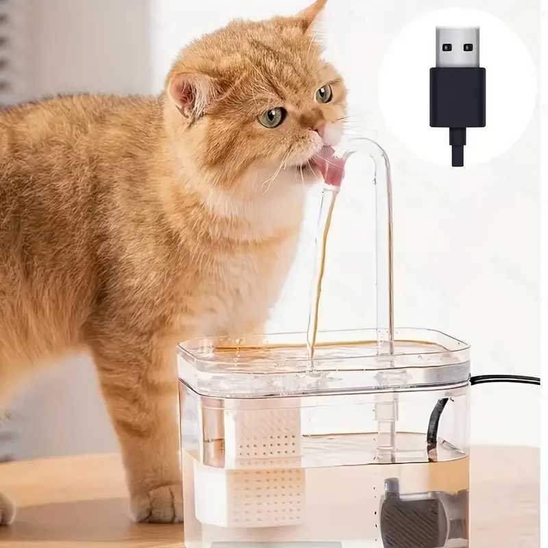 Cat Water Fountain Transparent Ultra-Quiet Auto Filter Dog Drinker USB Anti-Dry Burning Recirculate Filtering Water Dispenser M251204