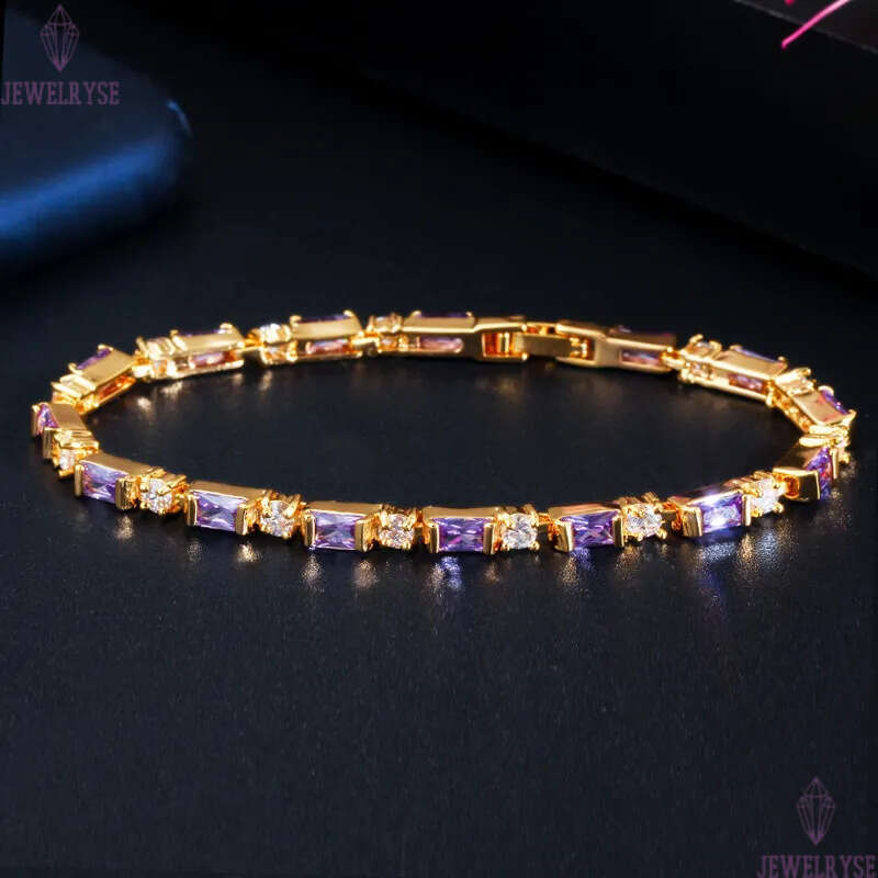 multicolor diamond tennis bracelet AAA cubic zirconia white ruby green 18K gold plated silver jewelry bracelets for women girls party valentines day f