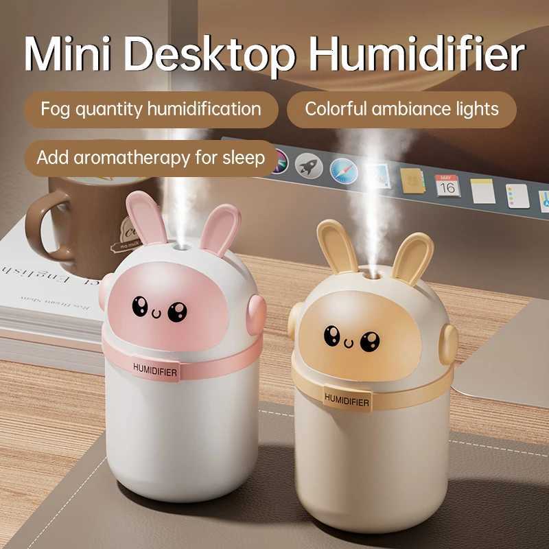 Mars Rabbit Mini Air Humidifier 180ML Cute Cartoon Ara Diffuser Essential Oils Per Color Lights for Car Bedro He Gift C251204