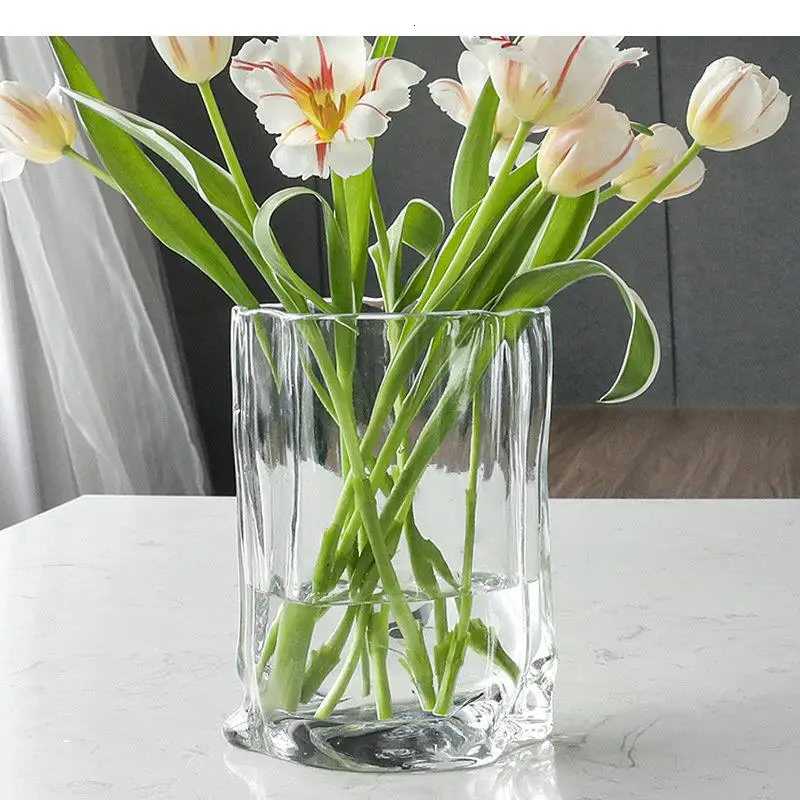 Transparent Hydroponics Vase Bag Shape Flower Pots Desk Decoration Crafts Flowers Arrangement Floral Vases H251204