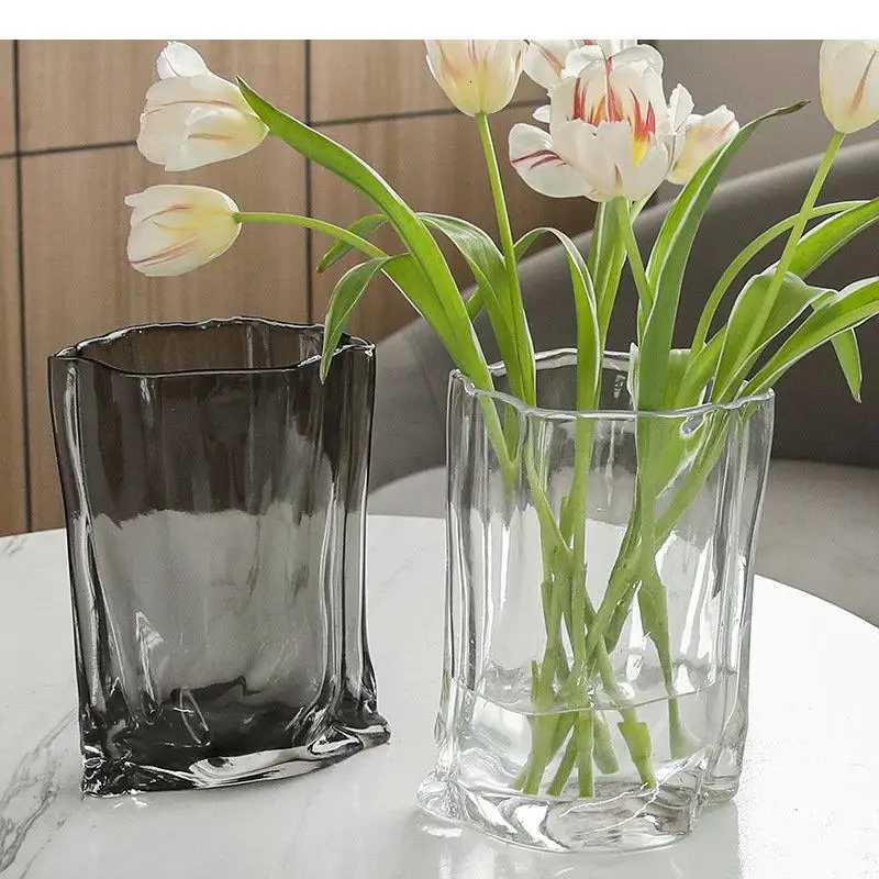 Transparent Hydroponics Vase Bag Shape Flower Pots Desk Decoration Crafts Flowers Arrangement Floral Vases H251204