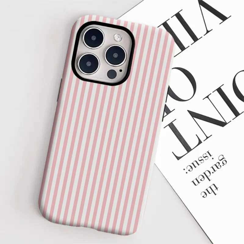 Thin and white stripes Phone Case suitable for iPhone16Prax 15 14 12mini 7Plus XR 2in1 tough glossy case H251203