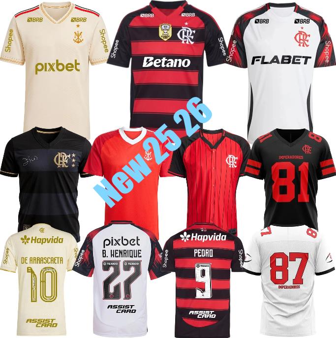 25 26 Flamengo soccer jerseys 2025 2026 DIEGO E.RIBEIRO GABRIEL B. GABI PEDRO DE ARRASCAETA GERSON B.HENRIQUE Camisa Mengo Men women kit kids football shirt