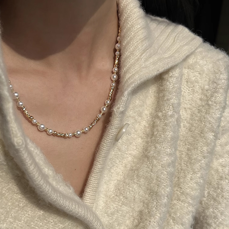 free shipping designerr Stacked luxury Pearl Sweater Long Autumn Winter Beaded Necklace Women's Accessories Light Luxury High-End Clavicle Chain 