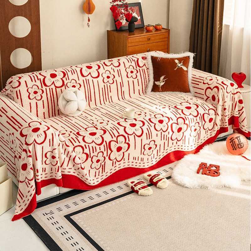Red Flower Sofa Cover Tablecloths Blanket Four Seasons Universal Sofa Cover Multifunctional Blanket Anti-scratch Home Decor M251204 - view 4